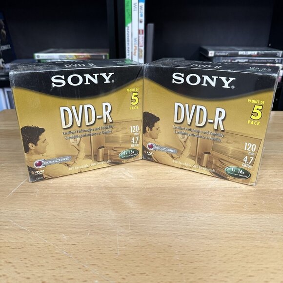 Lot of 2 Sony DVD-R 5 Pack 120 Min 4.7 GB Recordable Media Blank Disc New - Picture 1 of 2